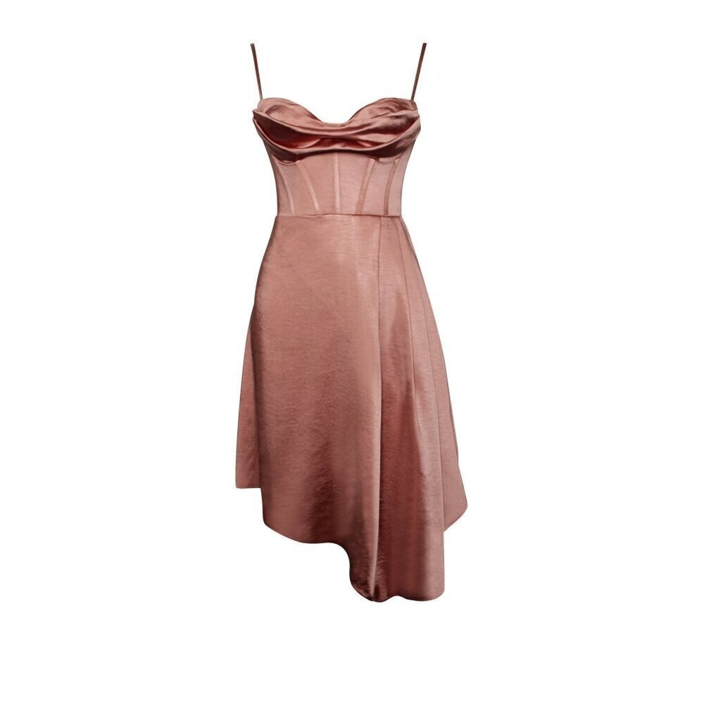 Brigid Coffee Satin Corset Dress